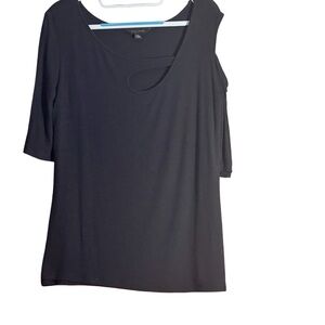 Chic Black Asymmetrical 3/4 Sleeve Blouse